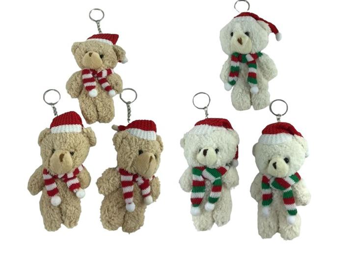 Imagem de Kit 6 Chaveiros Ursinhos de Pelúcia Papai Noel,Encanto e Alegria Natalina Novidade