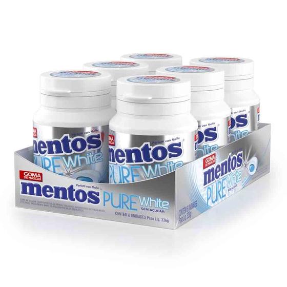 Imagem de kit 6 Chiclete Mentos Pure Fresh White mint zero açucar 56g