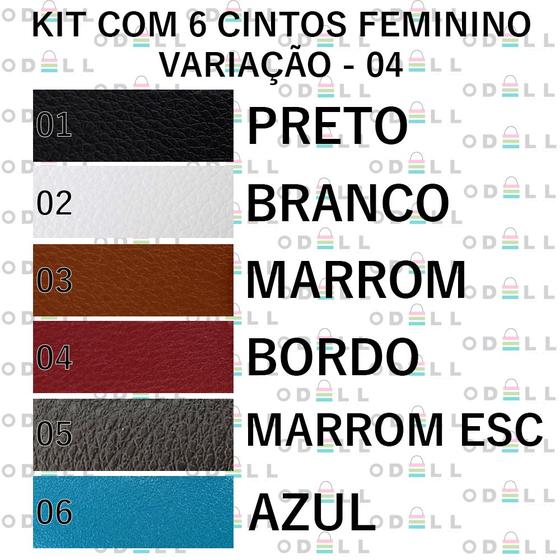 Imagem de Kit 6 Cintos Com FIvela Quadrada Feminino Retro Basico, CF01