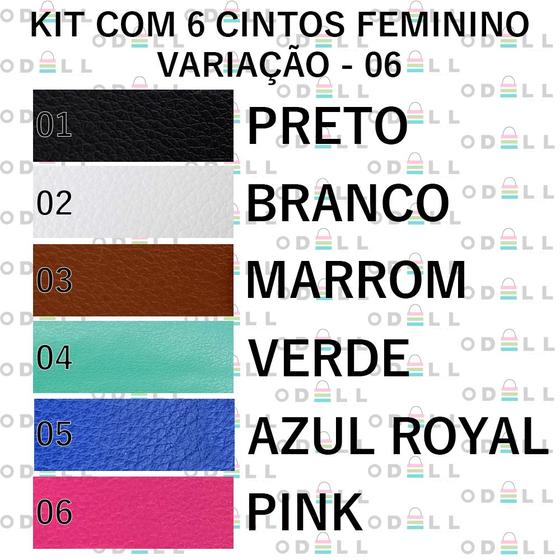 Imagem de Kit 6 Cintos Com FIvela Quadrada Feminino Retro Basico, CF01