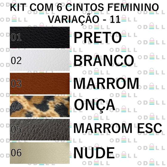 Imagem de Kit 6 Cintos Com FIvela Quadrada Feminino Retro Basico, CF01