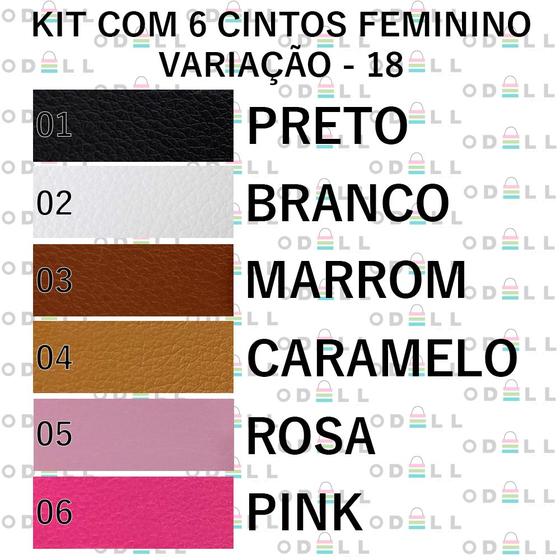 Imagem de Kit 6 Cintos Com FIvela Quadrada Feminino Retro Basico, CF01