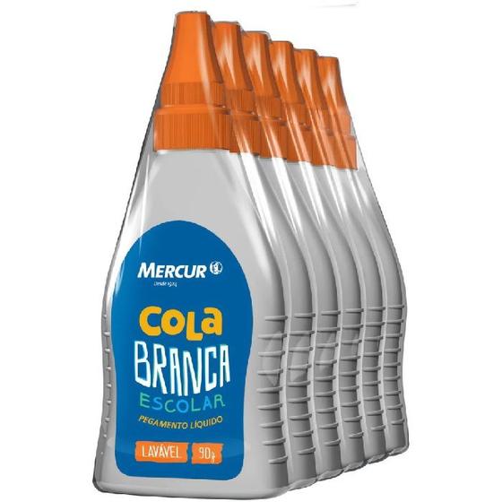 Imagem de Kit 6 Cola Branca Liquida Lavavel - Mercur