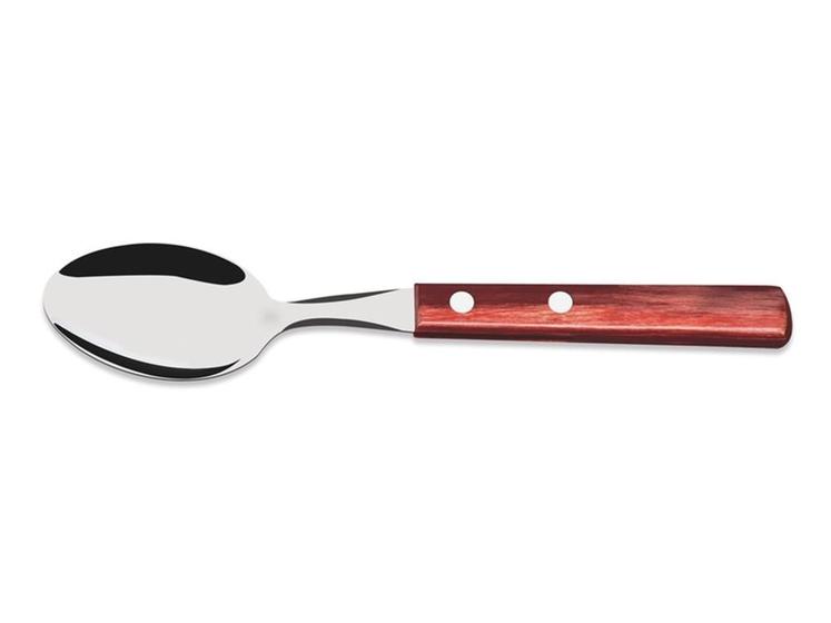 Imagem de Kit 6 colher para cha polywood vermelho lamina de aco inox e cabo de madeira tramontina