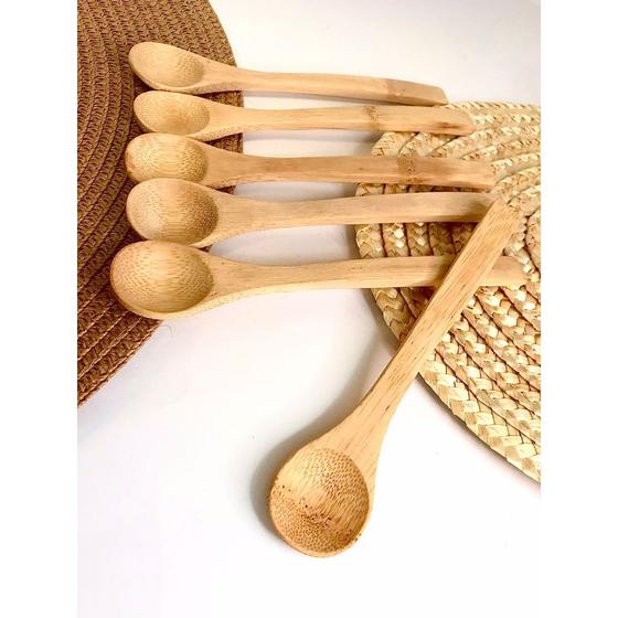 Imagem de Kit 6 colheres de sobremesa bambu