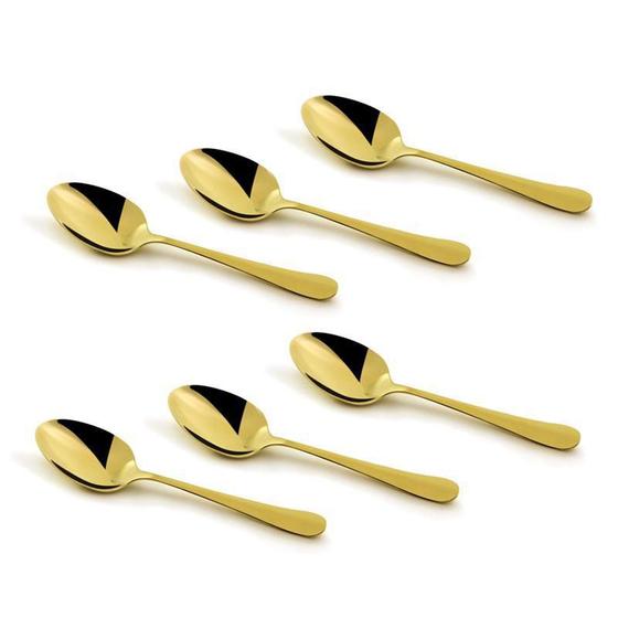 Kit 6 Colheres Para Café De Aço Inox Positano Dourado 12Cm Menor preço em Kit 6 Colheres Para Café De Aço Inox Positano Dourado 12Cm