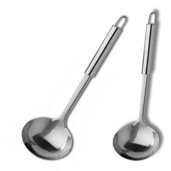 Imagem de Kit 6 Conchas De Cozinha Feijão Utensilio Em Aço Inox 33cm