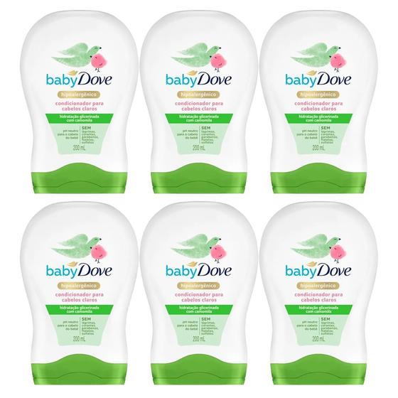 Imagem de Kit 6 Condicionadores Baby Dove Cabelos Claros Hidratação Enriquecida 200ml