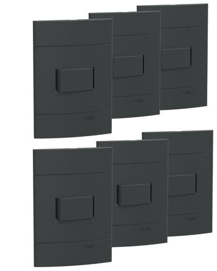 Imagem de Kit 6 conjunto de interruptores simples cor grafite 10a 250v schneider