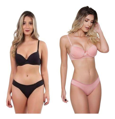 Imagem de Kit 6 Conjuntos Básico Calça Soutien Microfibra Lingerie Top