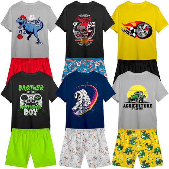 Imagem de Kit 6 Conjuntos Infantil Menino 12 Peças Camisetas e Shorts