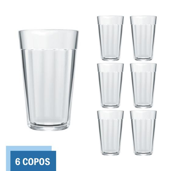 Imagem de Kit 6 Copo Americano Vidro Long Drink 345ml Cristal Nadir