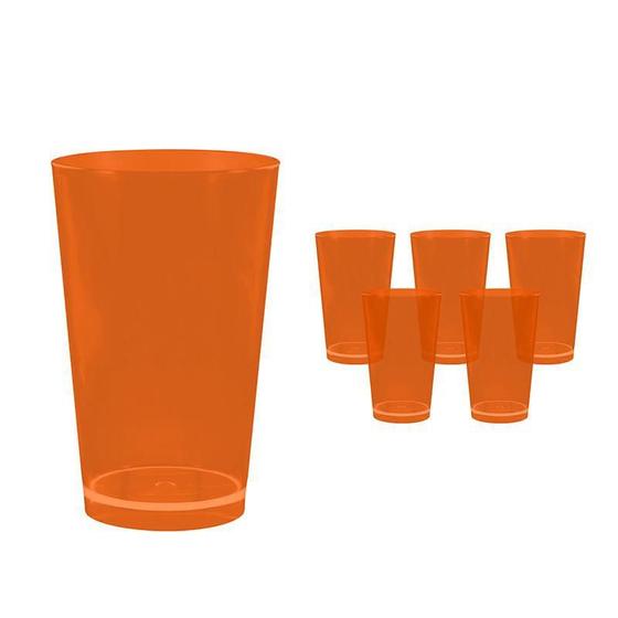 Imagem de Kit 6 Copo Cancun Cristal Laranja Neon 320Ml Plástico