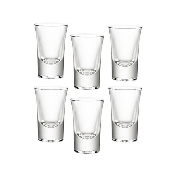 Imagem de Kit 6 Copo Copinho Dose Shot De Vidro 31ml Design Elegante Clássico Bar Restaurante