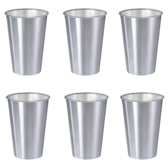 Imagem de Kit 6 Copos 500 ML Label Inox 14x8,5cm Leve Prático Multiuso