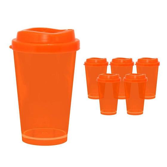 Imagem de Kit 6 Copos Cristal Mug Laranja Neon 320Ml Plástico