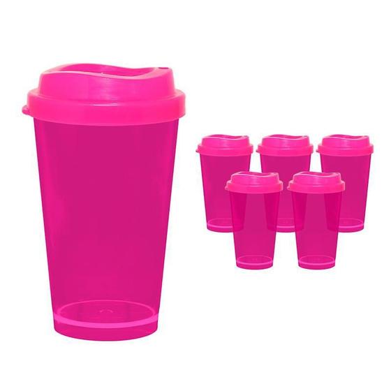 Imagem de Kit 6 Copos Cristal Mug Rosa Neon 320Ml Plástico