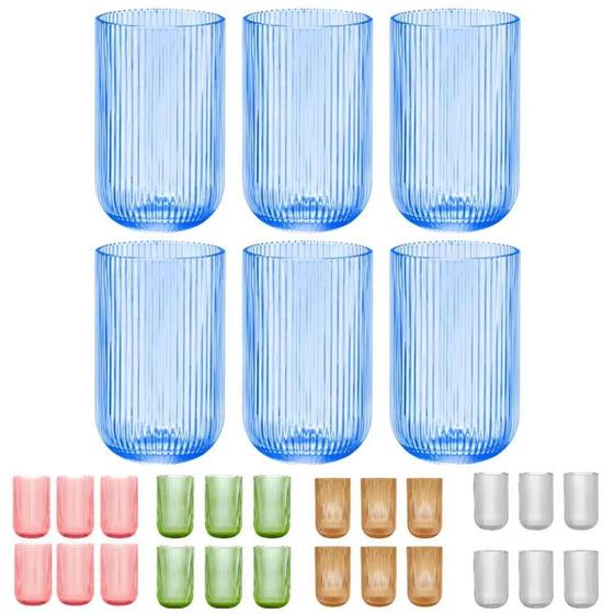 Imagem de Kit 6 Copos de Agua Grande 460ml Versalhes Grafiato Canelado Drink Sucos - KE HOME