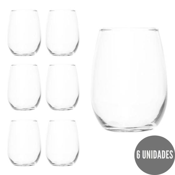 Imagem de Kit 6 Copos de Vidro 450ml California Redondo Transparente