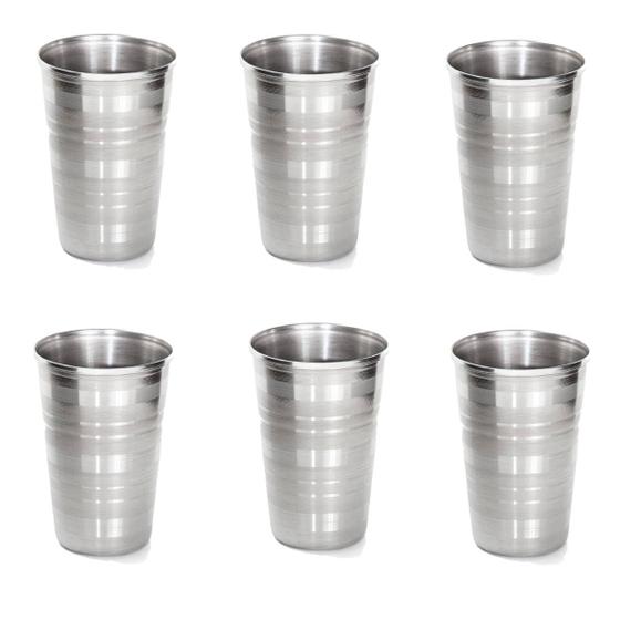 Imagem de KIT 6 Copos Pequenos Inox 250 ml Água Drinks Bebidas Geladas