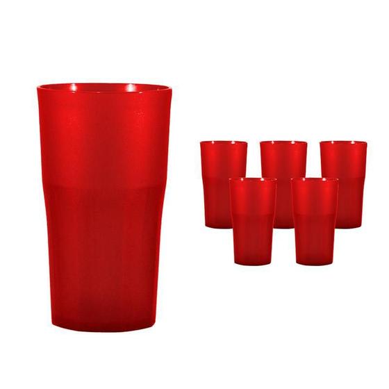 Imagem de Kit 6 Copos Roma Vermelho 360Ml Plástico Premium