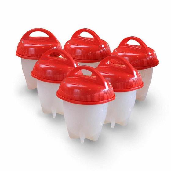 Imagem de Kit 6 Copos Silicone Ovo Fogão Egglettes Cozinha Fácil Duro