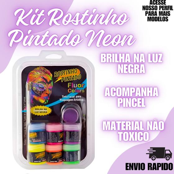 Imagem de Kit 6 Cores 15ML Fluor Colors Rostinho Pintado