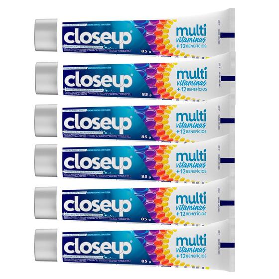 Imagem de Kit 6 Creme Dental Closeup Multi Vitaminas +12 Benefícios White 85g