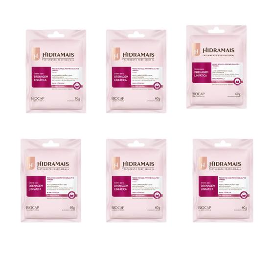 Imagem de Kit 6 creme massagem hidramais drenagem linfatica 60g