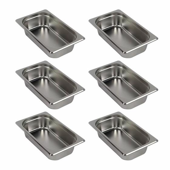 Imagem de Kit 6 Cubas GN 1/4X65MM  Inox Gastronomica Sebem