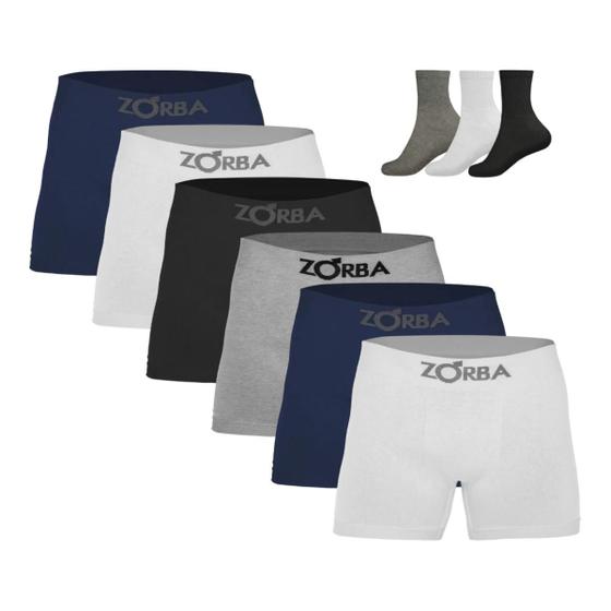 Imagem de Kit 6 Cuecas Boxer Algodão + 6 Pares de Meias M15