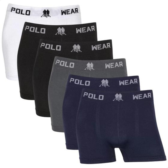 Imagem de kit 6 Cuecas Boxer Masculina Polo Wear Lisa Premium Original