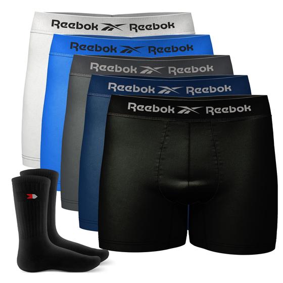 Kit 6 Cuecas Boxer Microfibra Reebok + 2 Meias Sandrini