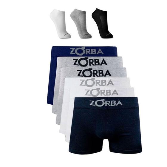 Imagem de Kit 6 Cuecas Boxer Zorba Algodão Sortida + 3 pares meia M4