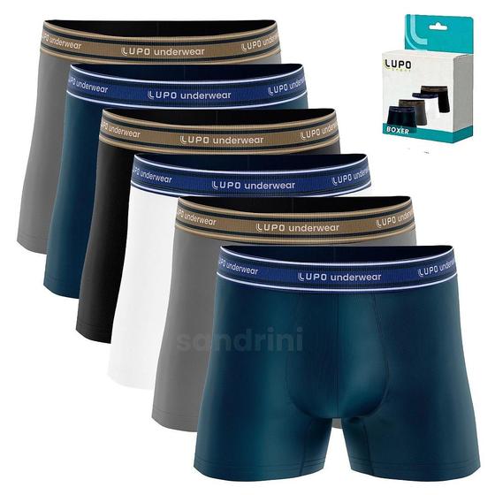 Imagem de Kit 6 Cuecas Lupo Boxer Plus Size Masculina Grande  Preta Original