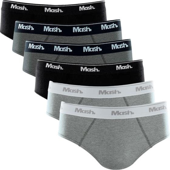 Imagem de Kit 6 Cuecas Mash Modelo Slip Masculina Tecido Algodão