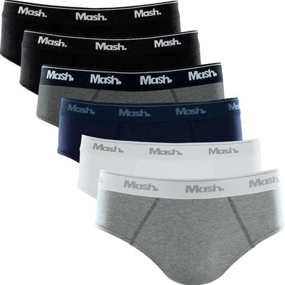 Imagem de Kit 6 Cuecas Mash Modelo Slip Masculina Tecido Algodão