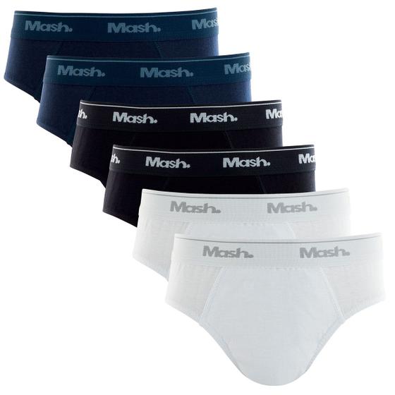 Imagem de Kit 6 Cuecas Slip Algodão Infantil Bordado Mash