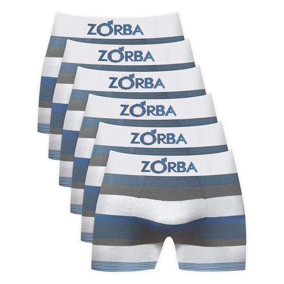 Imagem de Kit 6 Cuecas Zorba Boxer Listrada 847 Branco