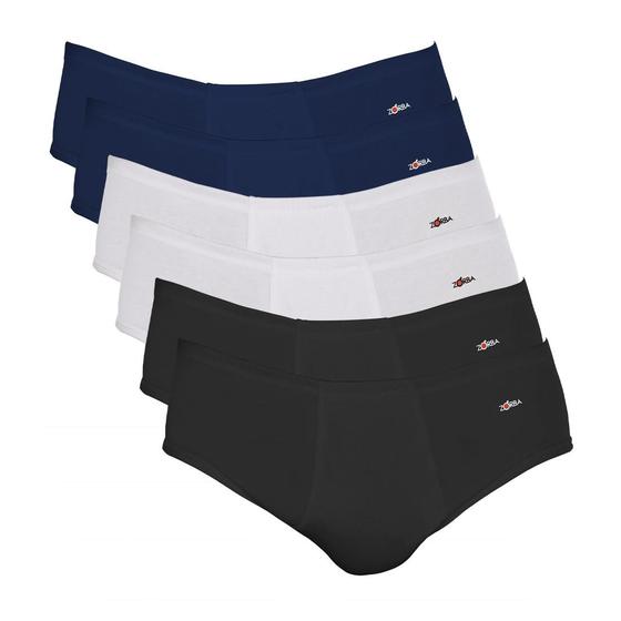 Kit 6 Cuecas Zorba Slip Light com Abertura Algodão 172 Branco/Preto/Marinho - XG
