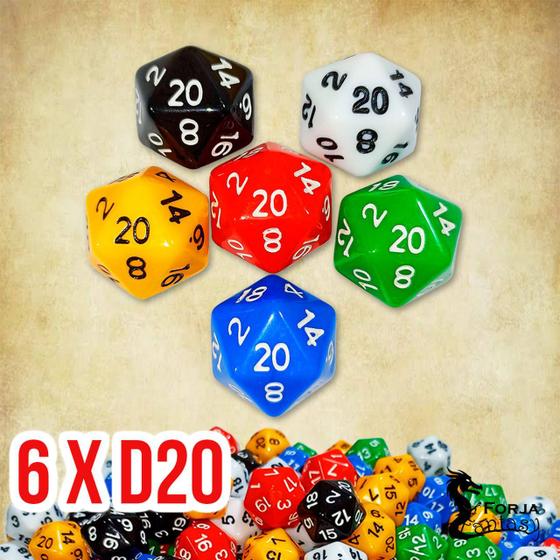 Imagem de Kit 6 Dados D20 - RPG