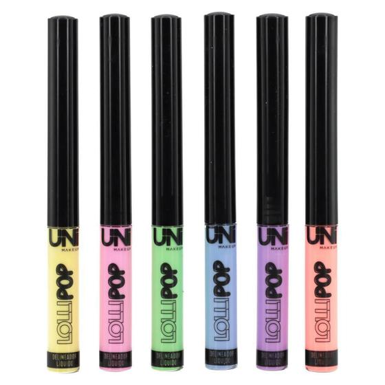 Imagem de Kit 6 Delineador Coleção Lollipop Uni Make Up Tons Pastéis