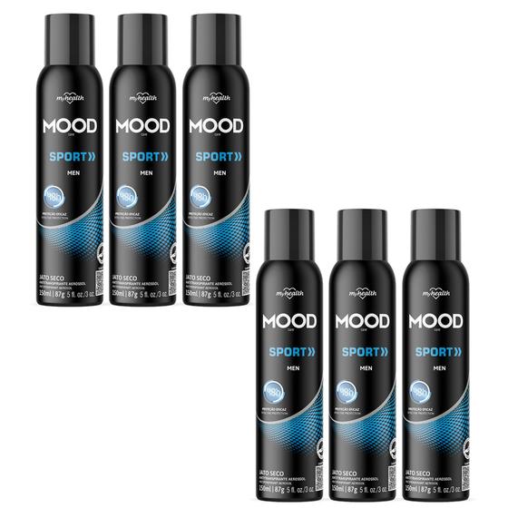 Imagem de Kit 6 Desodorante Aerossol Sport Men Mood 150Ml - My Health