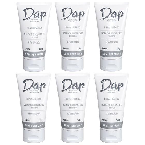 Imagem de Kit 6 Desodorante Creme S/ Perfume Antitranspirante DAP 120G