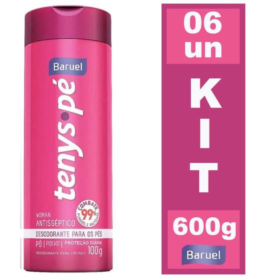 Imagem de Kit 6 Desodorante para os Pés Calçados Woman Tenys Pé 100g