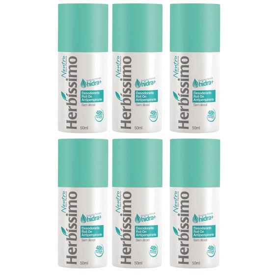 Imagem de Kit 6 Desodorante Roll-On Neutro Herbíssimo 50Ml - Dana