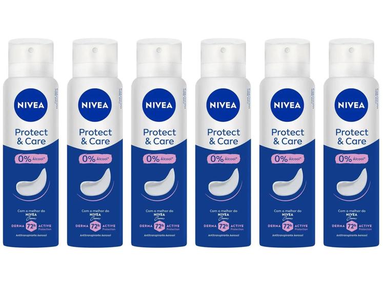 Kit 6 Desodorantes Nivea Protect e Care Aerossol Antitranspirante ...