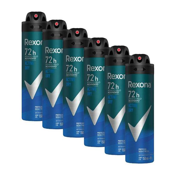 Imagem de Kit 6 Desodorantes Rexona Men Aerossol Antitranspirante Active 150ml
