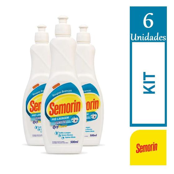 Imagem de Kit 6 Detergente para Pré Lavagem White Oxy Power 500ml Cada