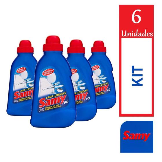 Imagem de Kit 6 Detergente Samy Pó 500g Para Maquinas de Lava-Louças